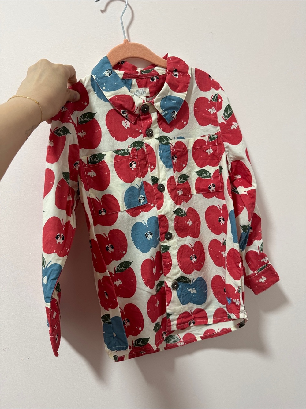 Blue Rooster Collection Kids Apple Button-Down Shirt - Red & Blue